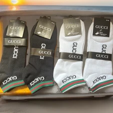 Gucci AnkleSocks Men, black, white, 9-11(42-46), 4 pairs 