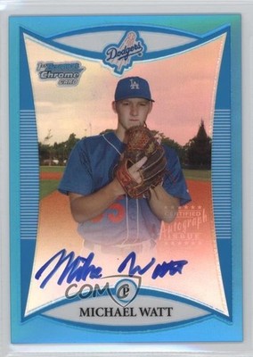 2008 Bowman Chrome Prospects Blue Refractor /150 Michael Watt Rookie Auto RC 0b5
