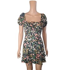 Reformation Corbin Mini Dress Women's 4 Flowery Dark Floral Puff Sleeve