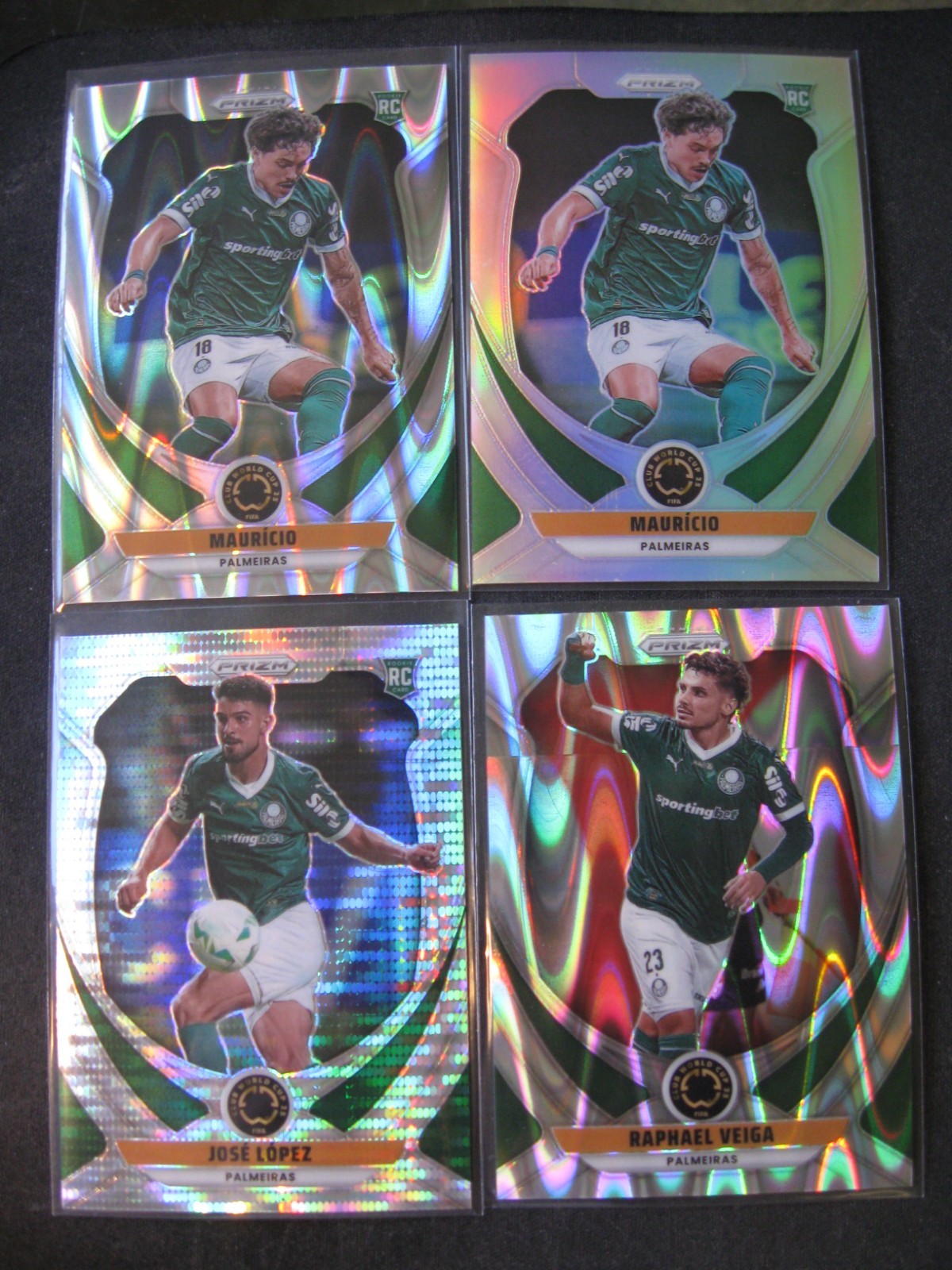 PALMEIRAS 4-LOT 2025 Panini Prizm FIFA Club World Cup MAURICIO RC/LOPEZ RC/VEIGA