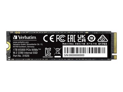 Verbatim Vi5000 1TB M.2 5000MB/s Internal SSD PCIe NVMe M.2 1TB 31826