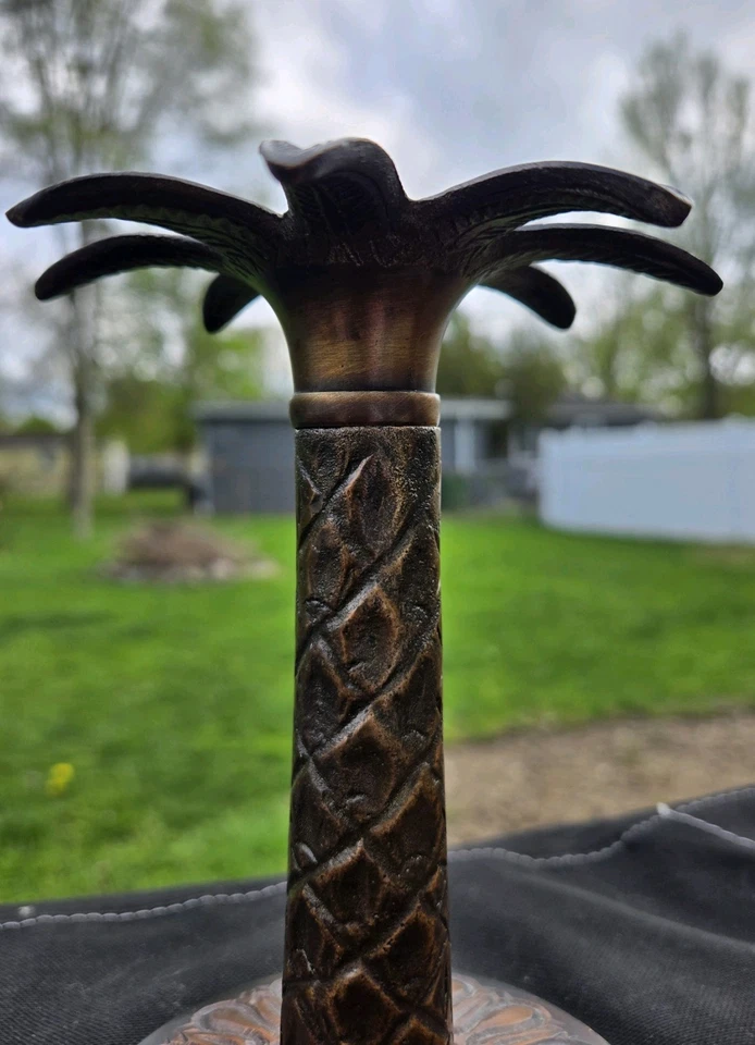 2 candelabros de palmera de latón hechos en la India 8 pulgadas y 6 pulgadas ¡Bonito!! Foto 3 de 4