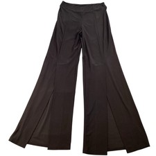 Last Tango Front Slit Wide Leg Black Pull On Pants, XS Style P425 Made in USA