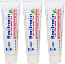  3 Pack Bacitracin Zinc Ointment  Aloe 1Oz - Maximum Strength Antibiotic for W