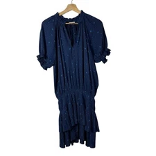 Boutique Taroo Blue Star Print Cinch Waist Mini Dress S