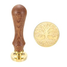 Vintage Wax Seal Stamp, 25mm Brass Head and Wooden Handle Stamps, Tree of Life27