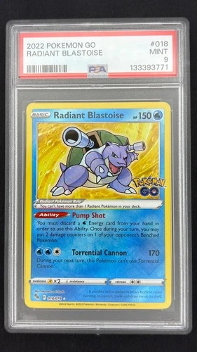 Radiant Blastoise 018/078 - Pokemon GO - Graded PSA 9 MINT Pokemon Card