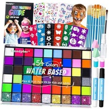 54 Color Face Painting Kit for Kids, Non-Toxic Face Paint Makeup Kit with