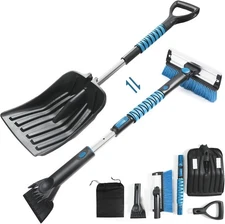 Extendable Snow Brush with Ice Scraper Telescopic Snow Shovel for Driveway Ice