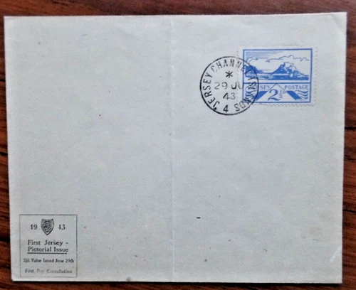 Jersey  2 1/2d Blampied View 29/06/43 FDC