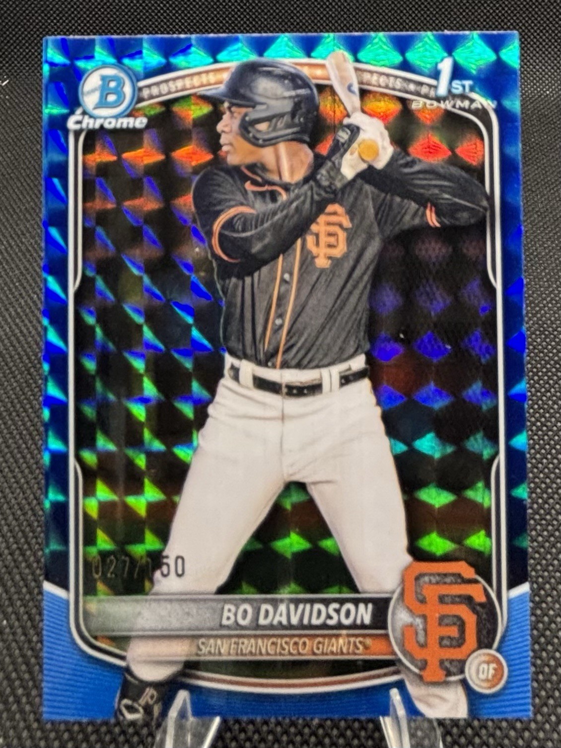 Bo Davidson 2025 Bowman Chrome 1st Blue Geometric Refractor /150 SF Giants