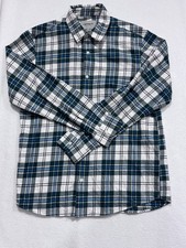 Carhartt WIP Work In Progress Plaid Thin Flannel Shirt Large Green White Blue