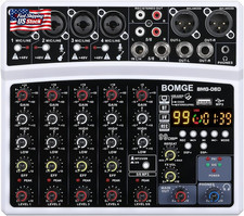 BOMGE 6 Channel Audio Sound Mixer - Professional Digital DJ Mixing Console for L