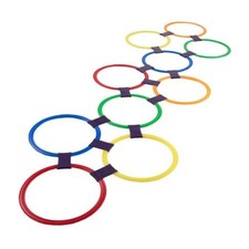 Hopscotch Ring Game-10 Multi-Colored Plastic Rings and 15 Connectors for