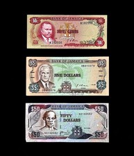 Jamaica Banknote LOT * 1970-2008 Jamaican 50¢ CENTS 5 $50 DOLLAR Banknotes MIXED