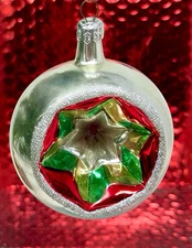 Glass Christmas Poland  Ornament's 5” Bauble Hand Blown Painted Vintage polish