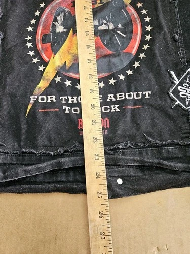 AC/DC x Reason 1981 World Tour Black Distressed Denim Graphic Jacket MEDIUM  image 10