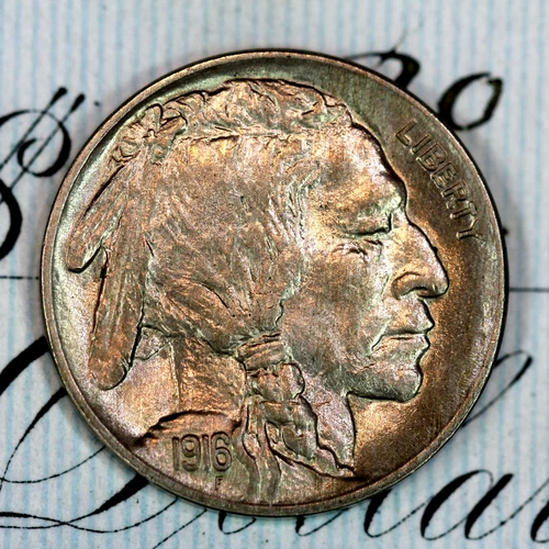 * 1916-P * SOLID+ GEM BU MS BUFFALO NICKEL * FROM ORIGINAL COLLECTION