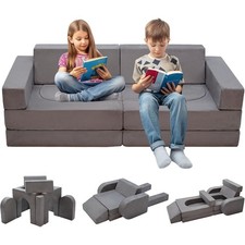 10pcs Modular Kids Play Couch, Toddler Sectional Sofa for Playroom Bedroom