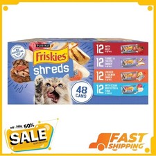 (48 pack) Purina Friskies Shreds Gravy Variety Pack, Wet Cat Food, 5.5 oz Cans