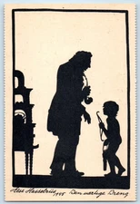 Denmark Postcard Else Hasselriis Gentle Boy or Cupid Silhouette 1945