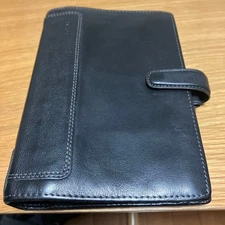 USED Filofax Personal / Bible Size 6-Ring Leather Organizer – Black