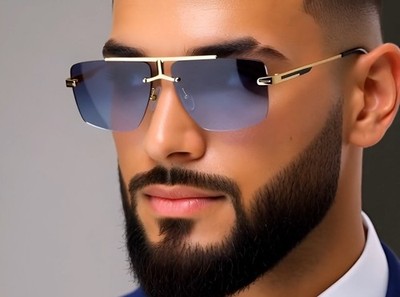 Men's Fashion Sunglasses Rimless Frame Elegant Classic Luxury Vintage Style NEW