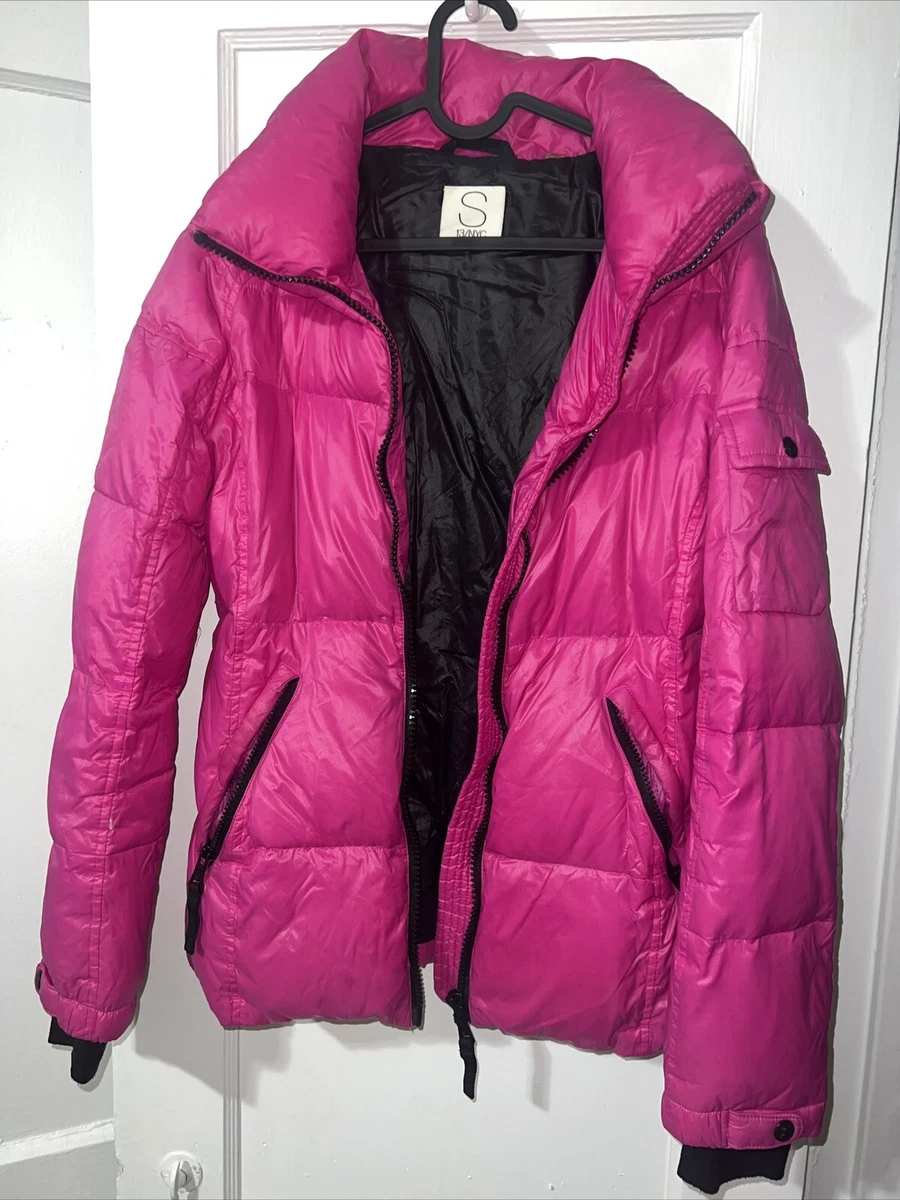 Pink puffer jacket women's store