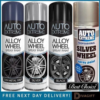 CAR ALLOY SPRAY PAINT CAR WHEEL SCRATCH RESISTANT BLACK SILVER GUN METAL GREY