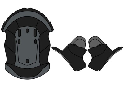 INTERNO COMPLETO CUFFIA GUANCIALI CASCO AIROH COMMANDER CHEEK PAD LINING TG S