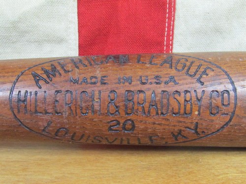 Vintage 1930s Hillerich & Bradsby Co. Wood American League 20 Baseball Bat 35" - Afbeelding 1 van 10