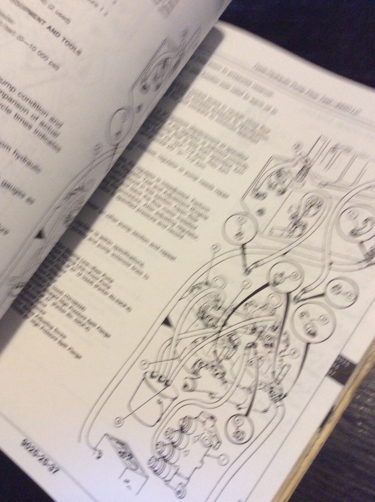 White John Deere 790D 790D-LC 892D-LC excavator service manual page with black hydraulic circuit diagram and text.