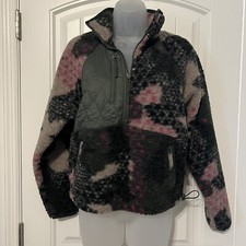 Joy Lab Women's Multicolor Half Zip Spotted Camo Pullover Fleece Sweater Xs