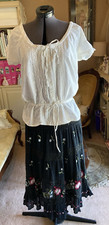 Renaissance Medieval Hobbit Spanish Peasant Top  Skirt Cotton 2pc Costume M