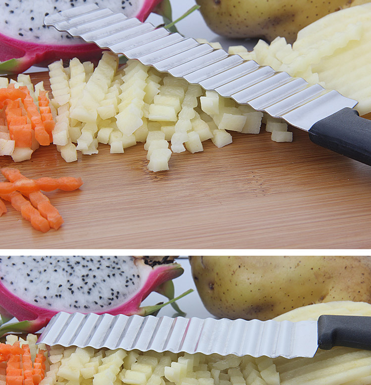 Wellenschneider Für Gemüse & Obst – Edelstahl, Gewellte Klinge, Ergonomischer Griff, Inkl. Schutzhülle