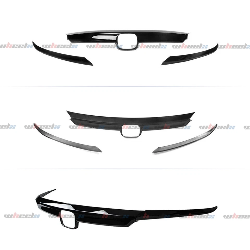 GLOSSY BLACK FRONT GRILL GARNISH TRIM + EYELID COVER FOR 2018-2020 HONDA ACCORD - Imagem 2 de 4
