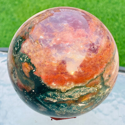 1393g Rare Natural Colourful Ocean Jasper Quartz Crystal Sphere Ball Healing