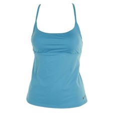 Nike Womens Adjustable Cross-Back Tankini Top Small Light Blue Fury