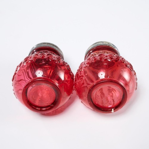 Northwood Victorian Antique 1890s Cranberry Umbrella Glass Salt Pepper Shaker - Picture 3 of 3