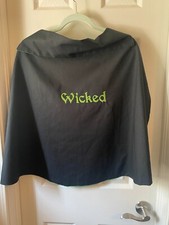 Halloween Costume, Witch Cape, Black w/Embroidered Green Letters, Handmade
