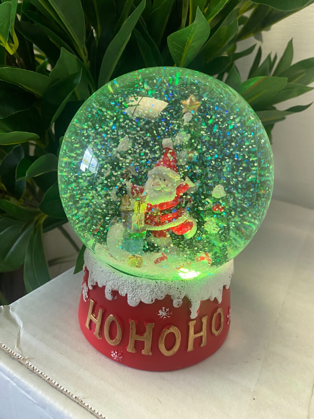 Christmas Santa Snow Globe Light Up Musical Colour LED Ornament Xmas
