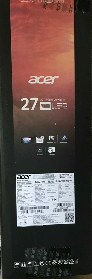 Acer - KG271U - 27" LCD 16:9 2560 x 1440 WQHD 1ms Gaming Monitor - Image 2 of 2