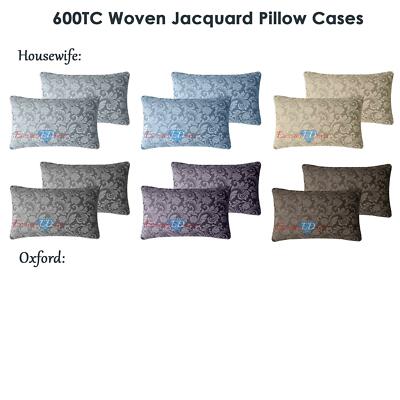 2 luxuriöse gewebte Jacquard Hausfrau/Oxford 600 Fadenzahl Kissenbezüge Blumenmuster