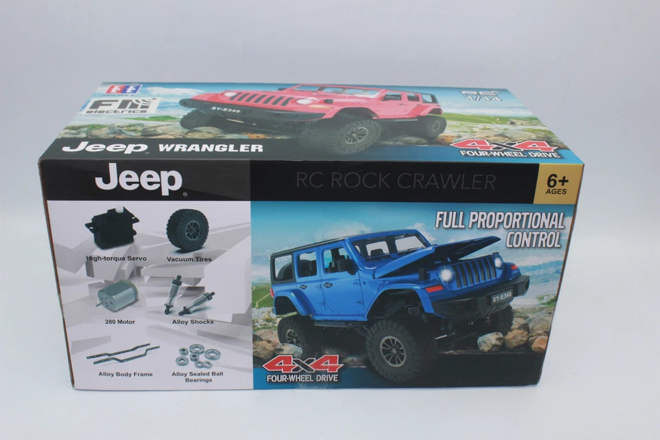 Double E Jeep Wrangler 1:14 RC rot CAR 4x4 Allrad RTR + Akku NEU OVP - Bild 3 von 4