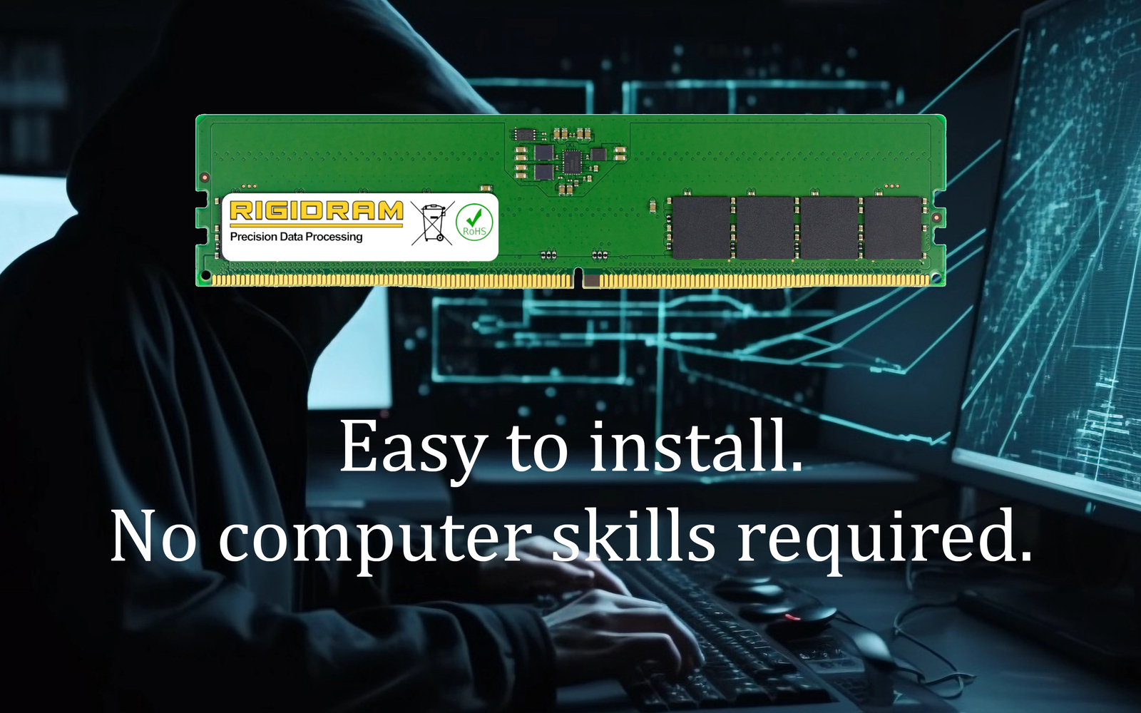 32GB 288 Pin DDR5-4800 RAM PC5-38400 UDIMM (2Rx8) RigidRAM Memory