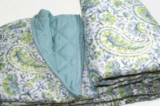 Madison Park Essentials Aqua Blue Paisley Thin King Quilt Two King Shams New