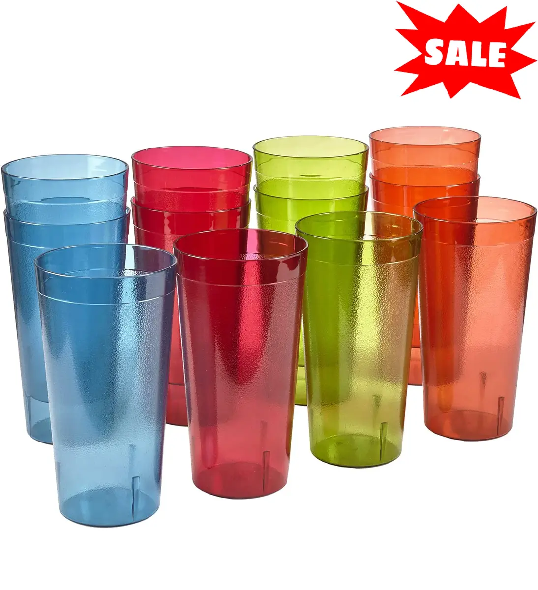 Drinking Glasses Beverage Tumblers Resistant Plastic Clear 32 Oz New Set Of  12