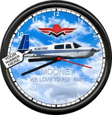 Mooney M20 Your Number & Name Airplane Flying Aviation Pilot  Sign Wall Clock