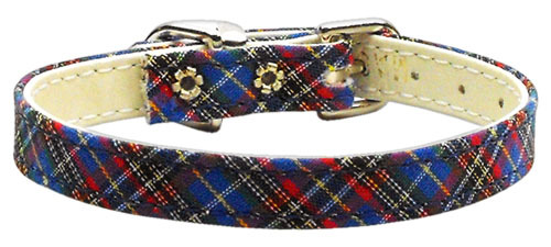 Collares de tela de diseño para perro a cuadros estampados tartán de 3/8" de ancho pequeños rojos o azules lindos - Imagen 5 de 16