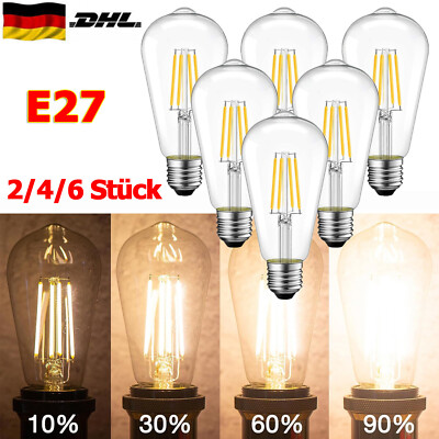 4x E27 ST64 LED Edison 4W Vintage Retro Lampe Glühlampe Filament Glühbirne Birne